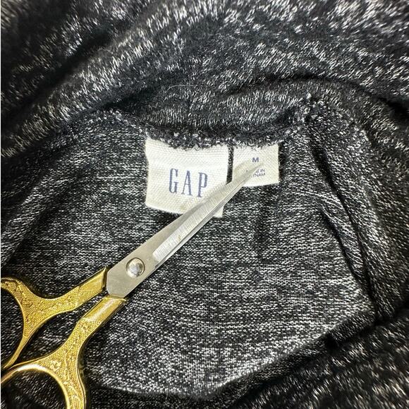 Gap Sweater Size Medium Marled Dark Gray‎ Cowl Neck Stretchy Ribbed Trim - Picture 3 of 8